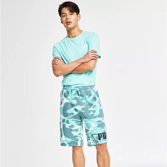 PUMA Men's Splash Regular-Fit Abstract-Print 10" Fleece Shorts, short - Picture 2 of 12